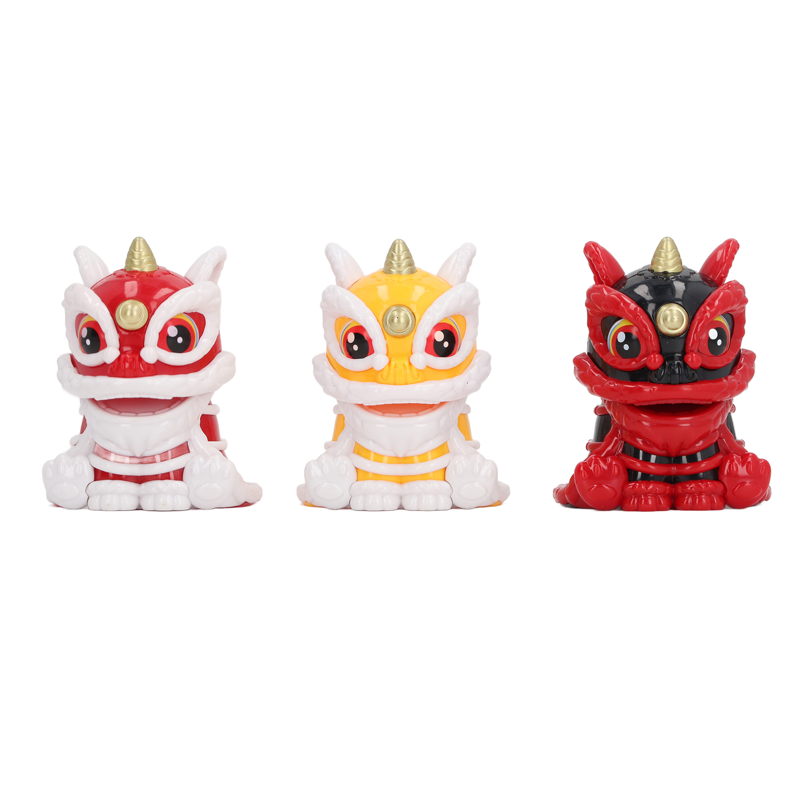3er-set Feng Shui Solar-löwenfiguren – Drehbare, Batterielose Dekoration Für Büro, Auto, Schlafzimmer – Kunststoff, 9,5 X 7,2 Cm