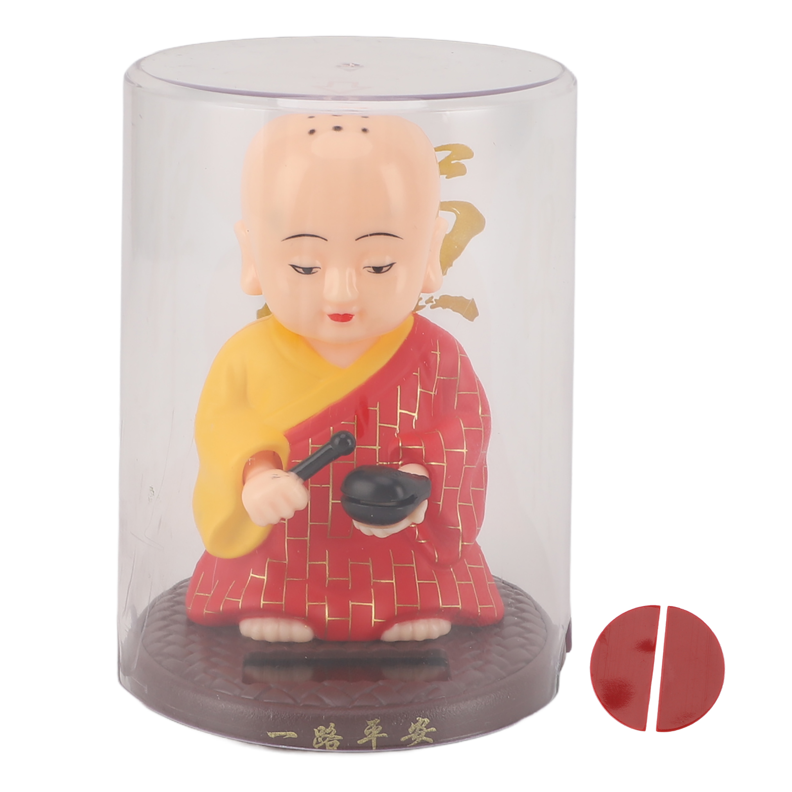 Solarbetriebene Buddhistische Mönchsfigur Von Toivize, Roter Kopf, Beweglich, Für Büro Oder Auto, Batterielos, Umweltfreundlich, Glücksbringer