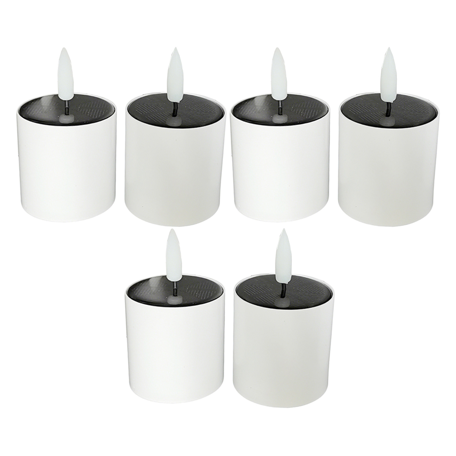 Set Mit 6 Flammenlosen Led-solarkerzen, Wasserdicht, Wiederaufladbar, Realistisches Design Für Garten, Terrasse Und Außendekoration