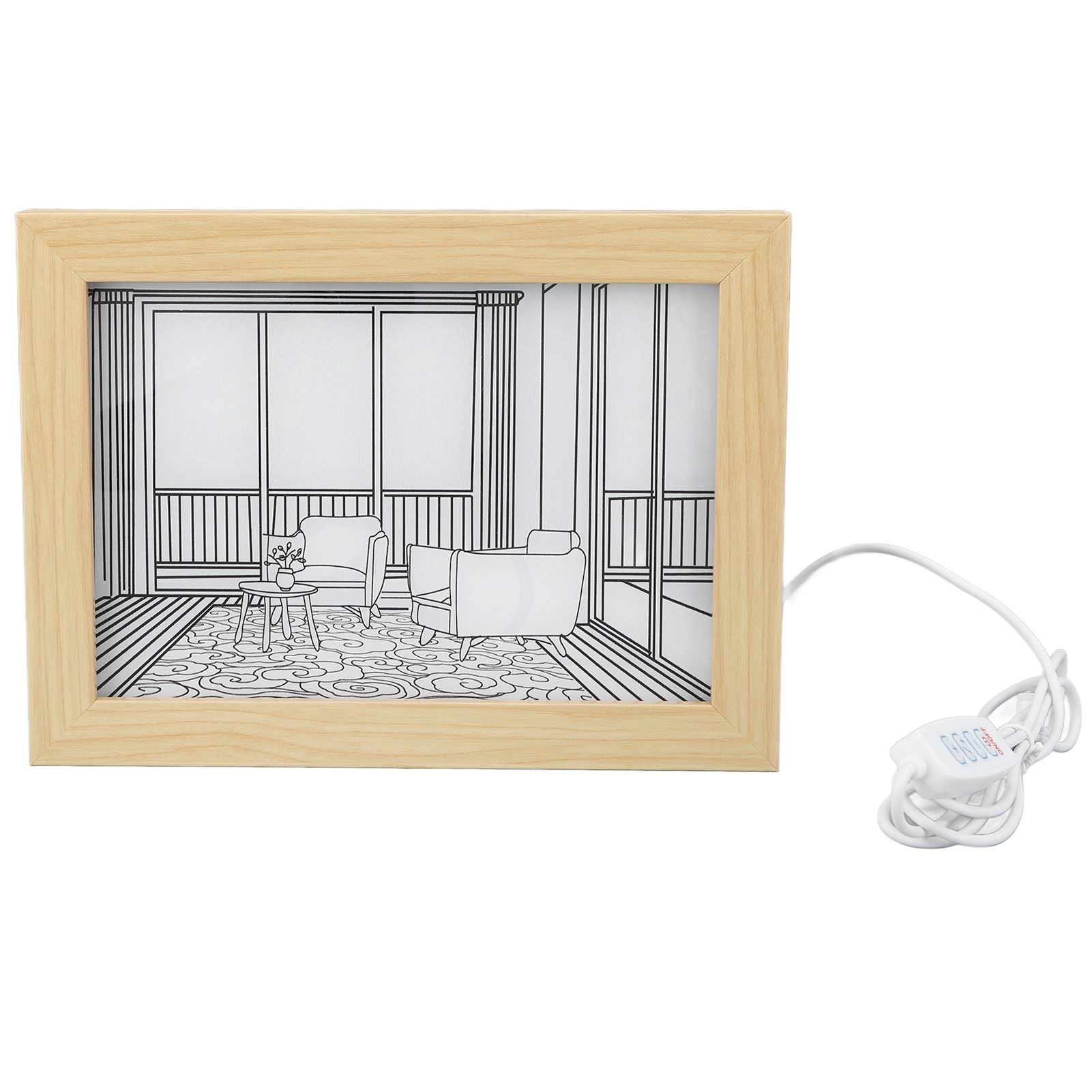 Led-leuchte, Massivholz Und Acryl, 32 X 23 Cm, Japanisches Anime-design, 3 Lichtmodi: Warmweiß, Neutralweiß, Einstellbare Helligkeit, Usb-anschluss