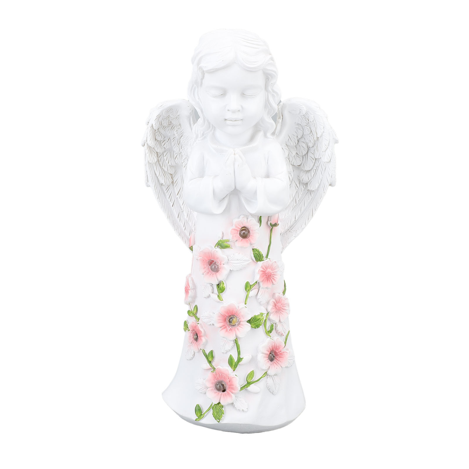 Toivize Solar-engelstatue, Warmweißes Led-kunstharz, 205 X 80 Mm, Elegante, Automatisch Beleuchtete Gartendekoration Für Terrasse Und Garten