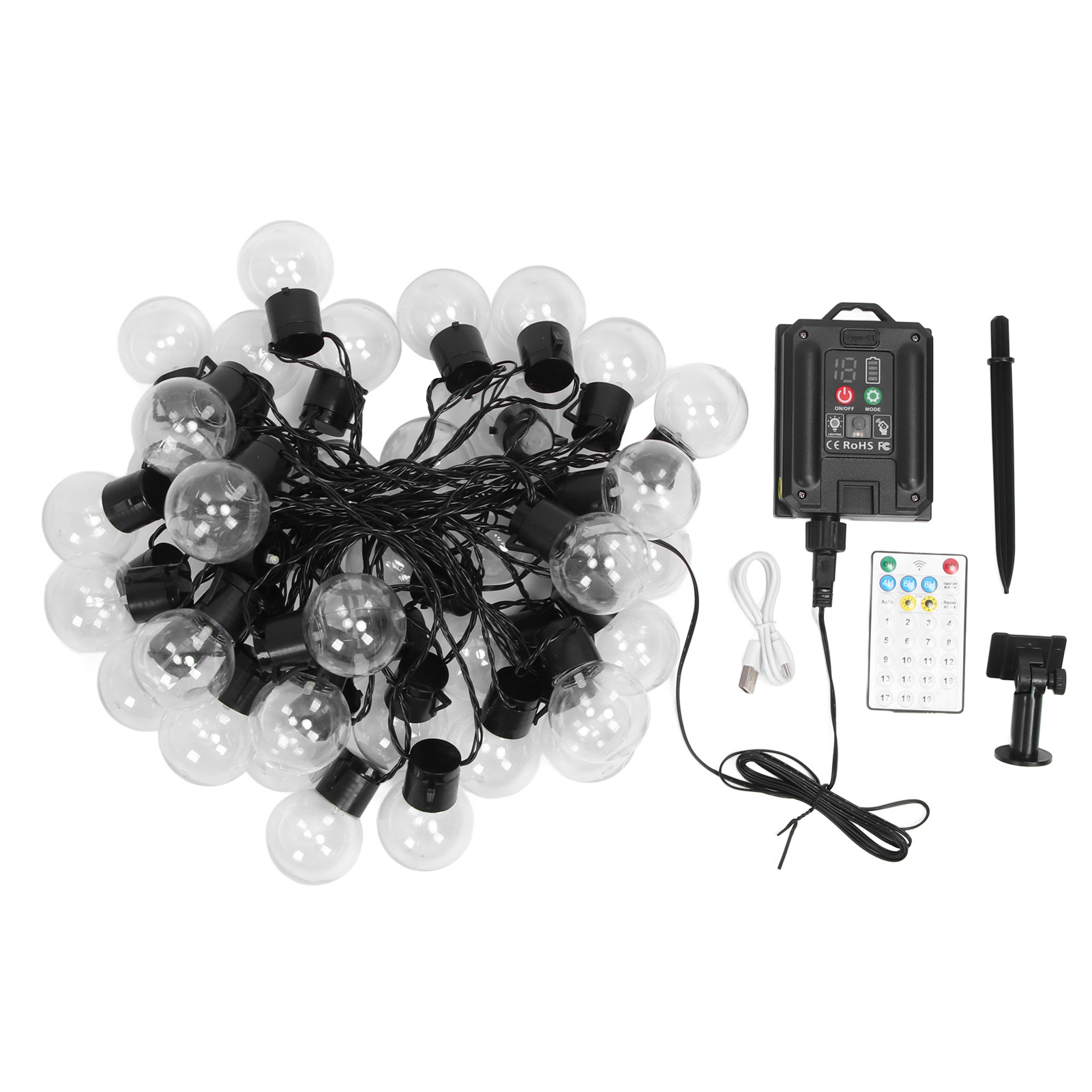 Led-lichterkette Für Den Außenbereich, G50, 40 Glühbirnen, 10 M, Solarbetrieb, Usb-anschluss, Wasserdicht (ip44), Warmes Vintage-ambiente Für Garten Und Terrasse