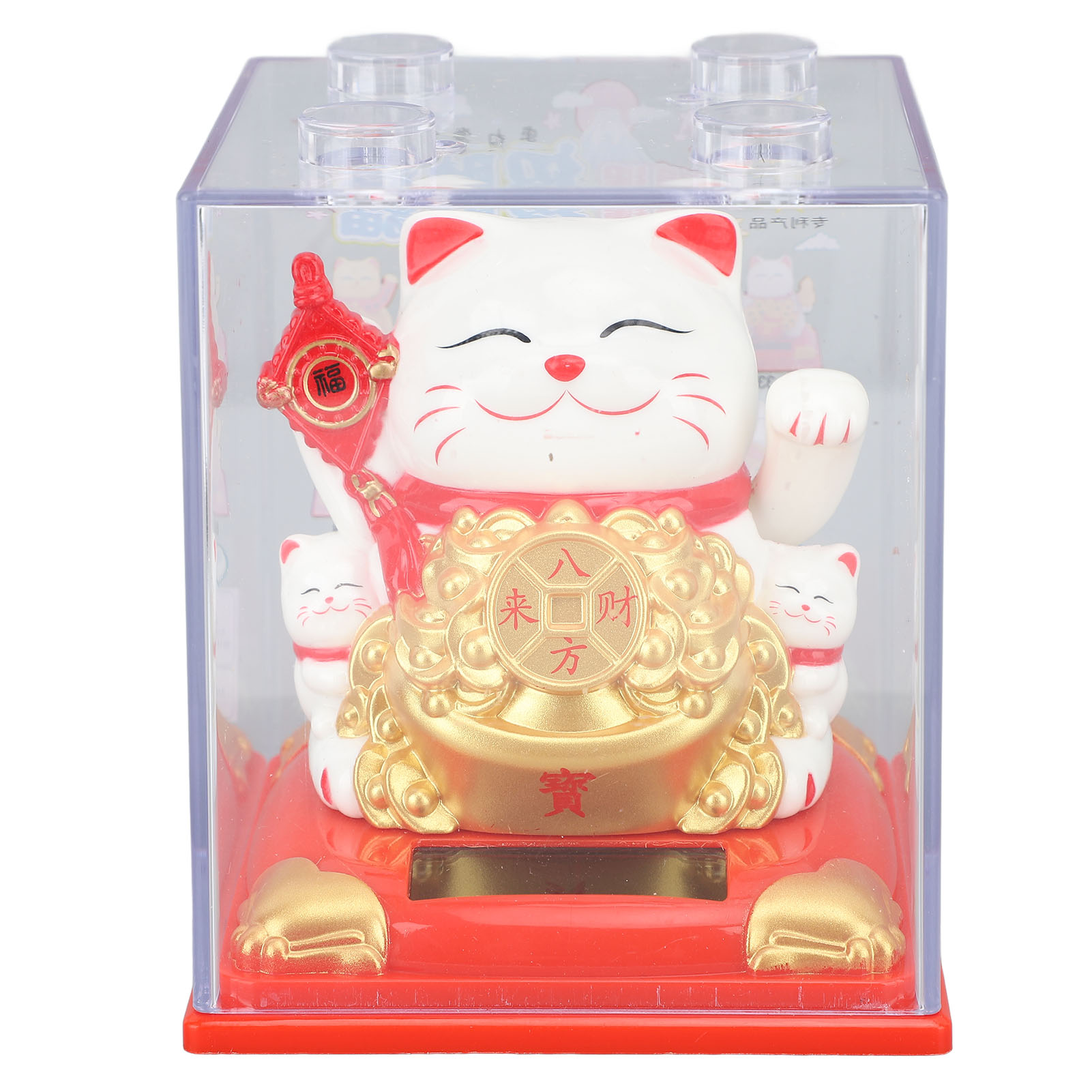 Solar-glückskatze Von Toivize, Weißer Kunststoff, 8 Cm, Winkender Arm, Auto-innendekoration, Originelles Geschenk