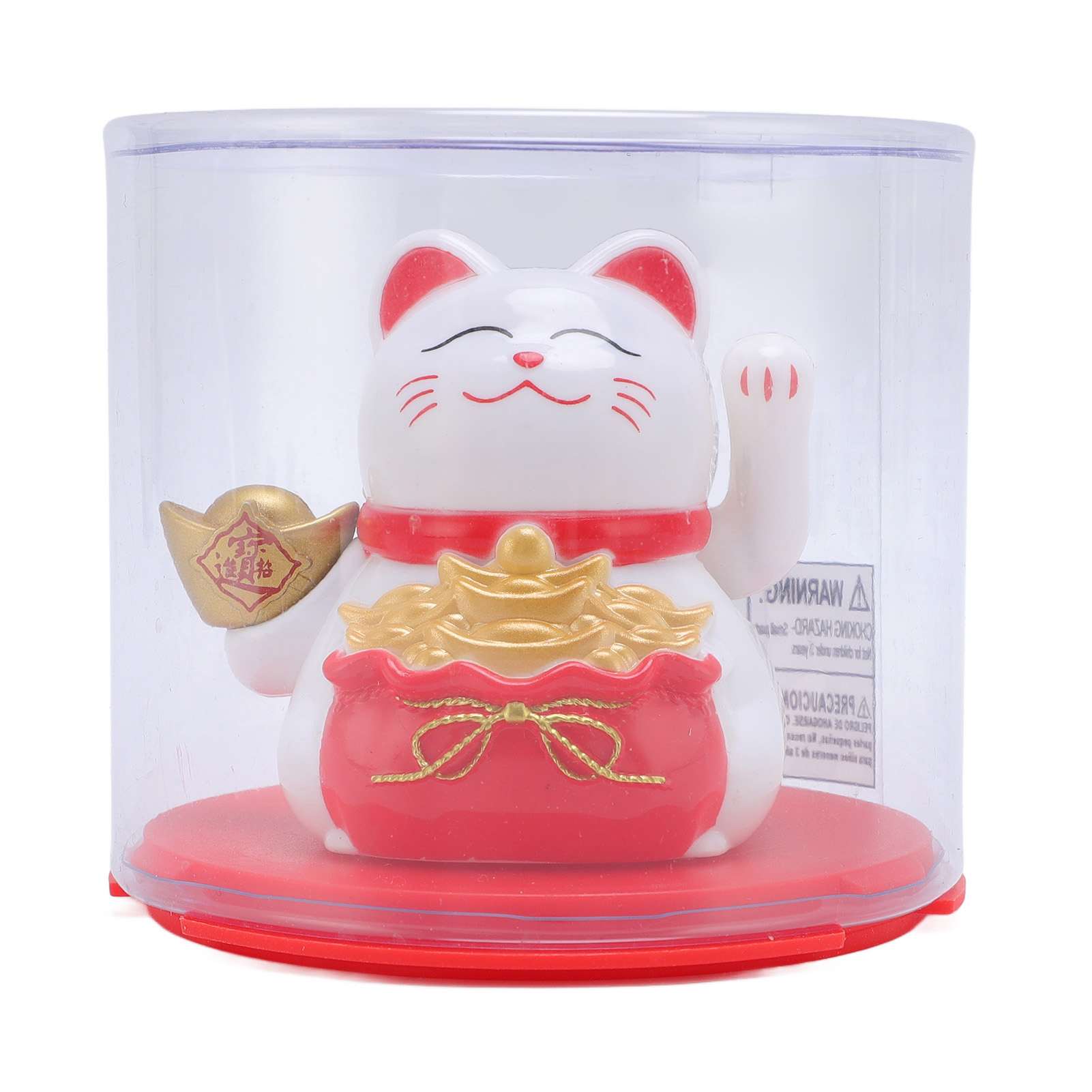 Solarbetriebene Maneki Neko, Weiße Auto-innendekoration Für Büro Oder Geschäft, 6 X 5,5 Cm, Abs