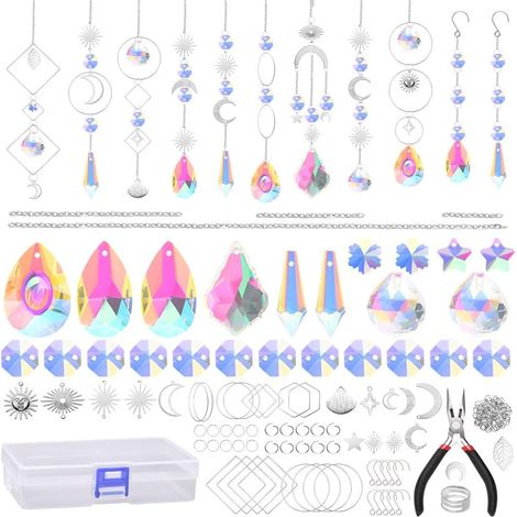 Sonnenfänger, 200 Stück Kristall-sonnenfänger, Glasperlen-regenbogenprismen-kristall-hänge-sonnenfänger-anhänger Für Fenster, Haus, Garten, Party - Silber