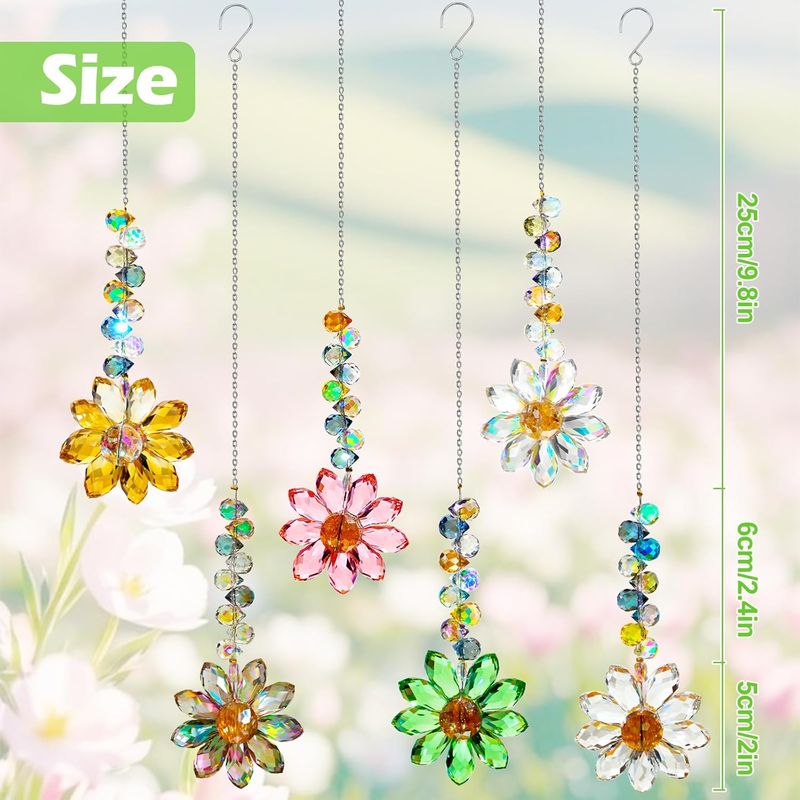 Set Mit 6 Kristall-sonnenfängern, Hängende Regenbogen-sonnenfänger-anhänger Mit Blumenmotiv Für Fenster, Schlafzimmer, Garten, Weihnachten, Partys, Hochzeiten