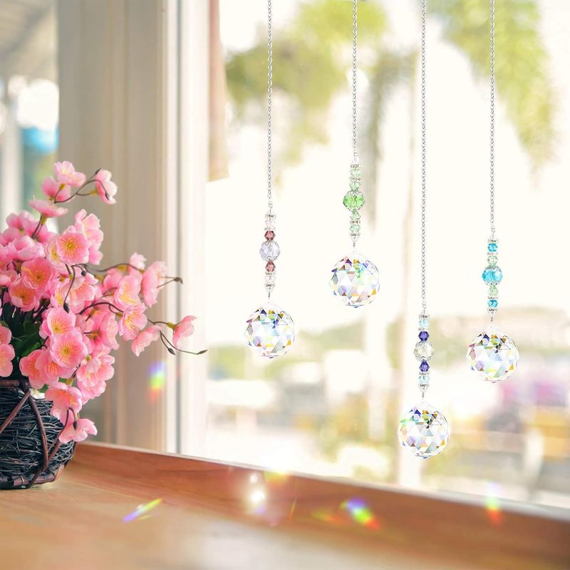 Sonnenfänger-anhänger, 4-teiliger Kristall-sonnenfänger-kronleuchter Für Fotodekoration, Kronleuchter Für Haus Und Garten, Regenbogen-kristall-sonnenfänger In 4 Verschiedenen Farben