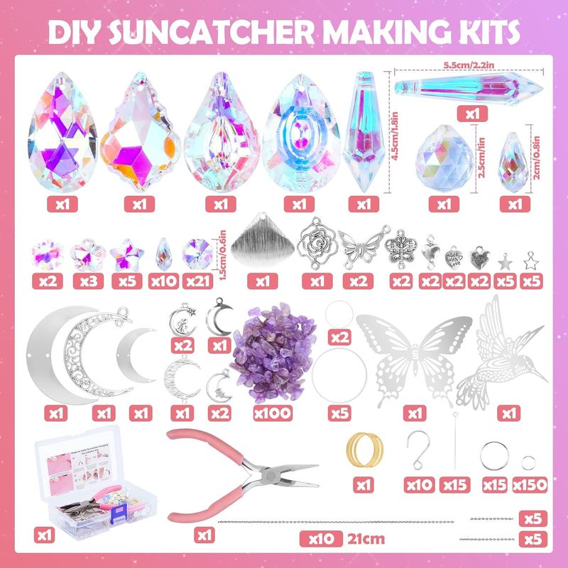 400-teiliges Diy-sonnenfänger-bastelset – Kolibri-, Mond- Und Kristall-sonnenfänger – Hängende Anhänger Für Fenster, Gärten, Weihnachten Und Hochzeiten