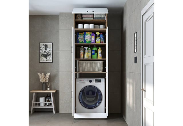 Roomart Dora-ii Waschmaschinenschrank 70 Cm, Weiß-eiche