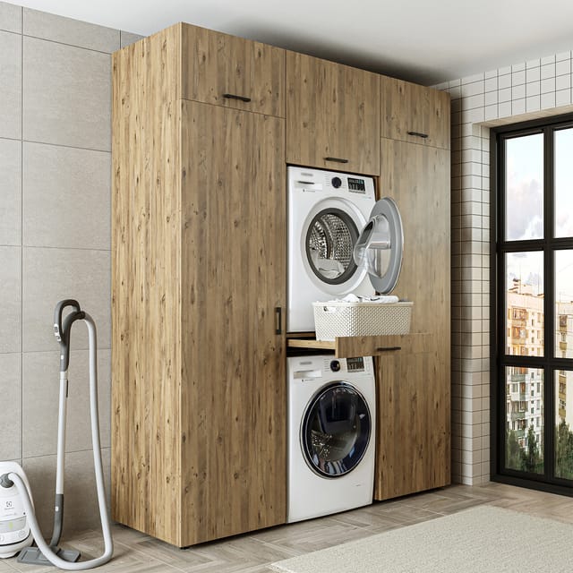 Roomart Duo-i Waschmaschinenschrank 187 Cm, Eiche