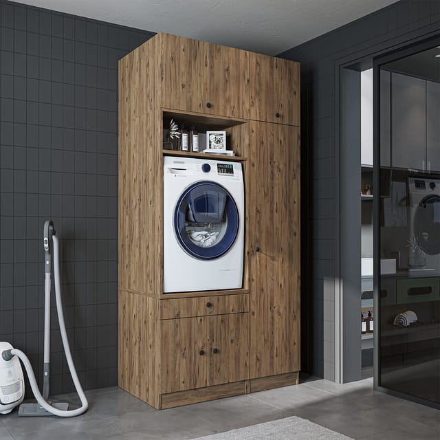Roomart S1 Waschmaschinen-schrankwand 112 Cm, Eiche