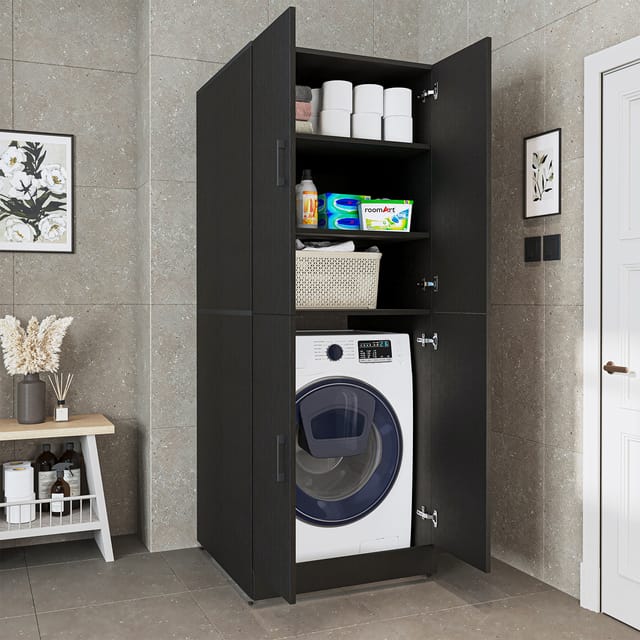 Roomart Dora-ii Waschmaschinenschrank 70 Cm, Schwarz-eiche