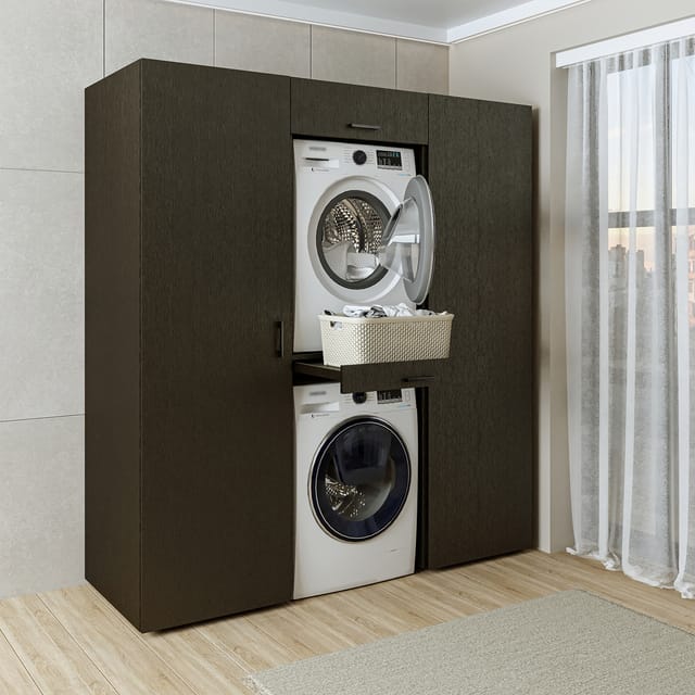 Roomart Duo Waschmaschinen-schrankwand 187 Cm, Schwarz-eiche