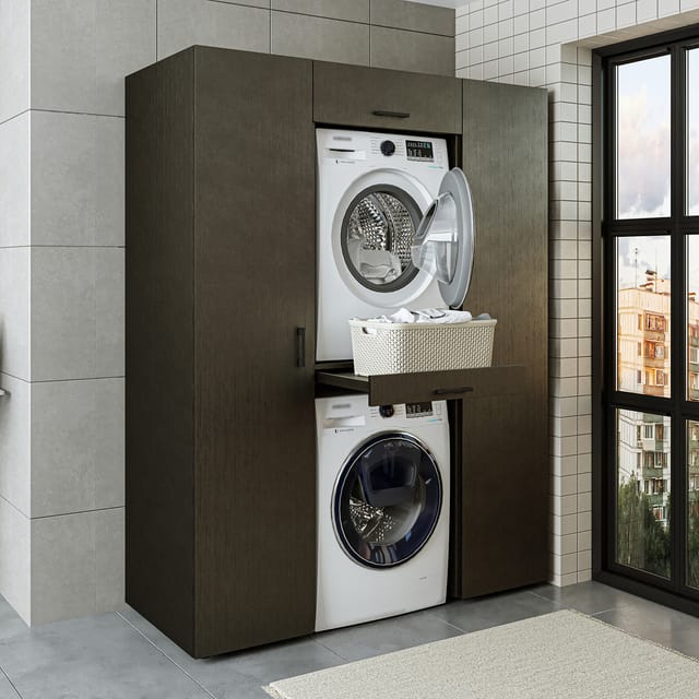 Roomart Duo-i Waschmaschinen-schrankwand 157 Cm, Schwarz-eiche