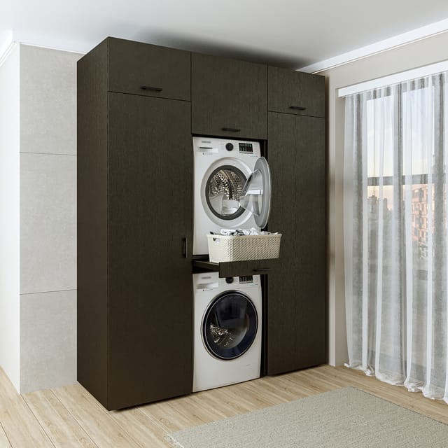 Roomart Duo-i Waschmaschinenschrank 187 Cm, Schwarz-eiche