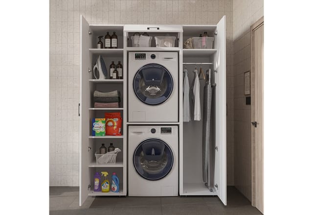 Roomart Duo-i Waschmaschinen-schrankwand 157 Cm, Weiß
