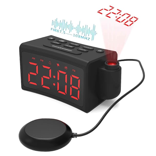 Led-wecker Mit Schlummerfunktion, Fm-radio, Usb-anschluss, Projektion, Digitaluhr Und Timer