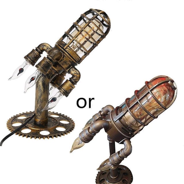Retro-steampunk-raketenlampe, Heimdekoration, Raketenwerfer-flammen-tischlampe, Au-stecker, Schreibtischlampe Für Zuhause, Bar Oder Club, Dekorativ