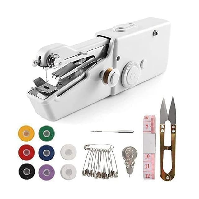 Manuelle Nähmaschine, Kabelloses Nähgerät, Tragbare Mini-nähmaschine (weiß), Schnellnähmaschine Und Nähzubehör
