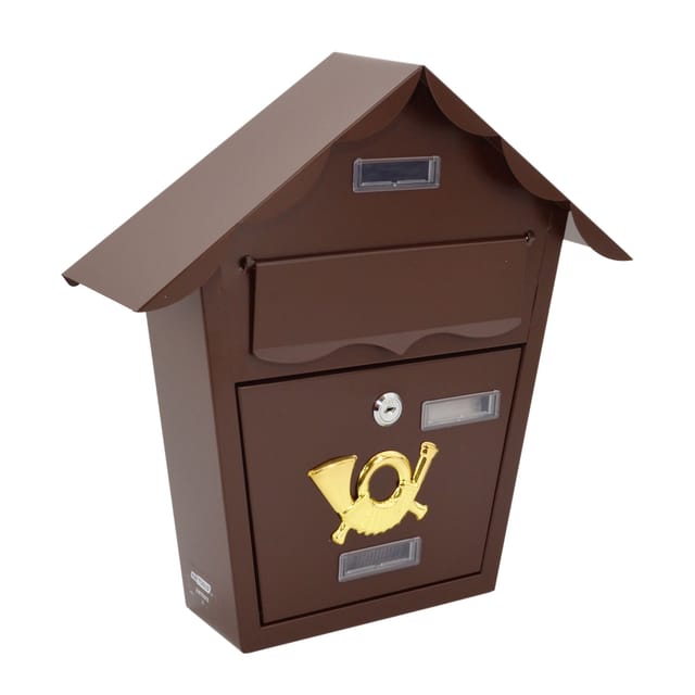 Brauner Briefkasten Aus Stahl, 370x365x100mm