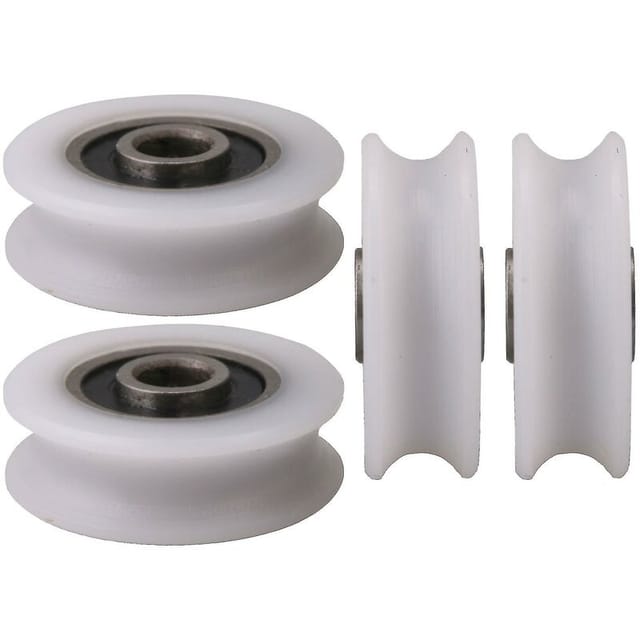 Crea 4pcs 4x20x6.5x7.4mm White Inner Dia 4mm U-groove Nylon Pulley Wheel For Sliding Door--
