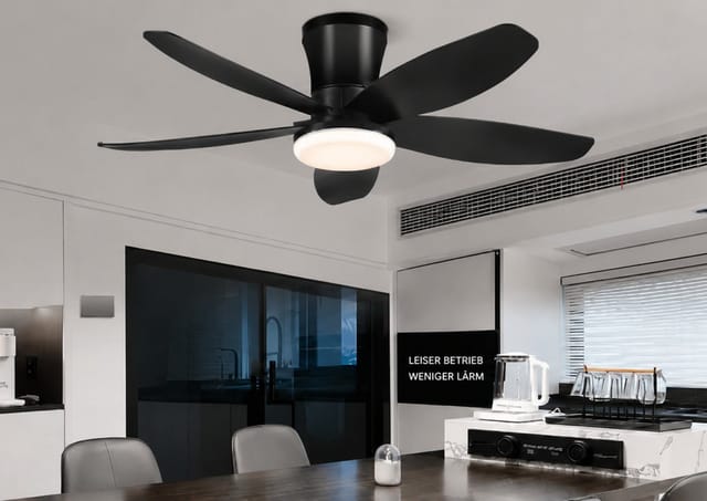 Kviflon Deckenventilator Schwarz 91 Cm Mit Led Und Leisem Dc-motor