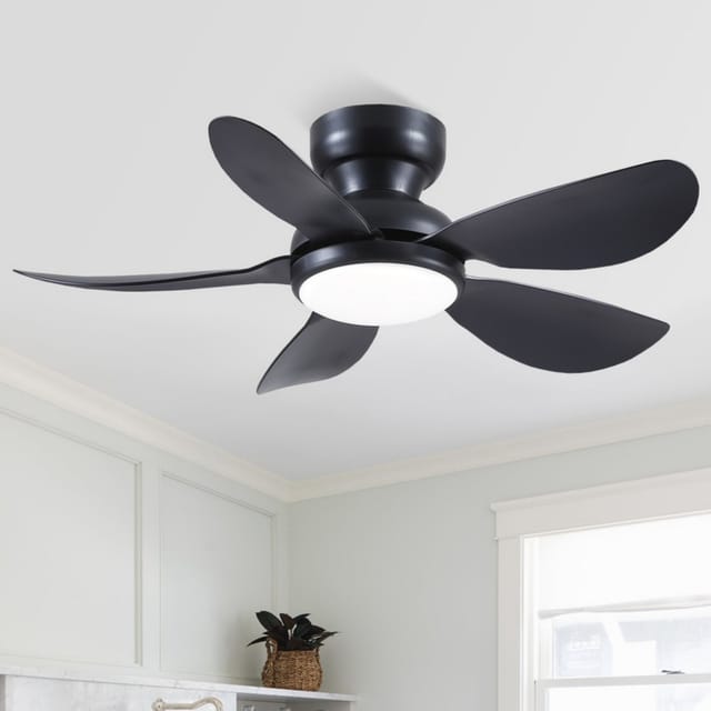 Kviflon Kompakter Deckenventilator Schwarz 91 Cm Mit Led Und Leisem Dc-motor
