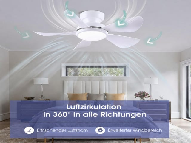 Kviflon Kompakter Deckenventilator Weiß 81 Cm Mit Led Und Leisem Dc-motor