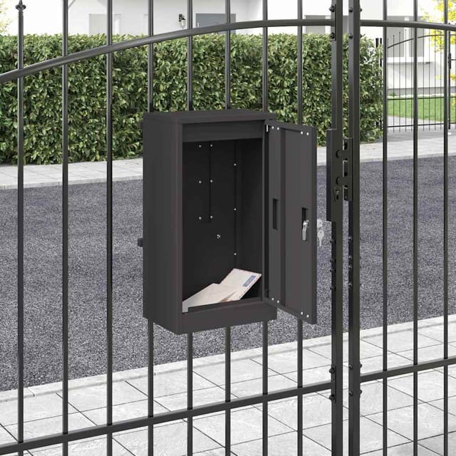 Briefkasten Mit Speicher Mit Tür Schwarz 30 X 20 X 55 Cm Stahl
