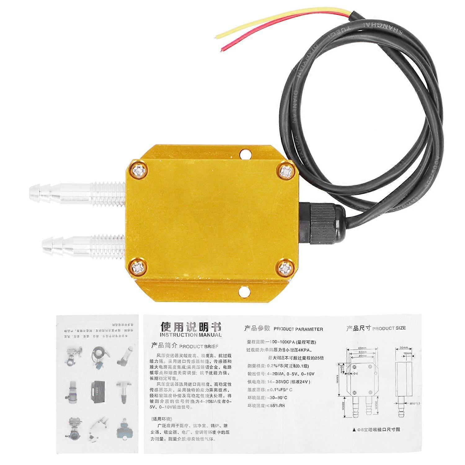 Winddrucktransmitter Gelber Mikro-differenzdrucksensor Dc24v 4–20ma0–200pa