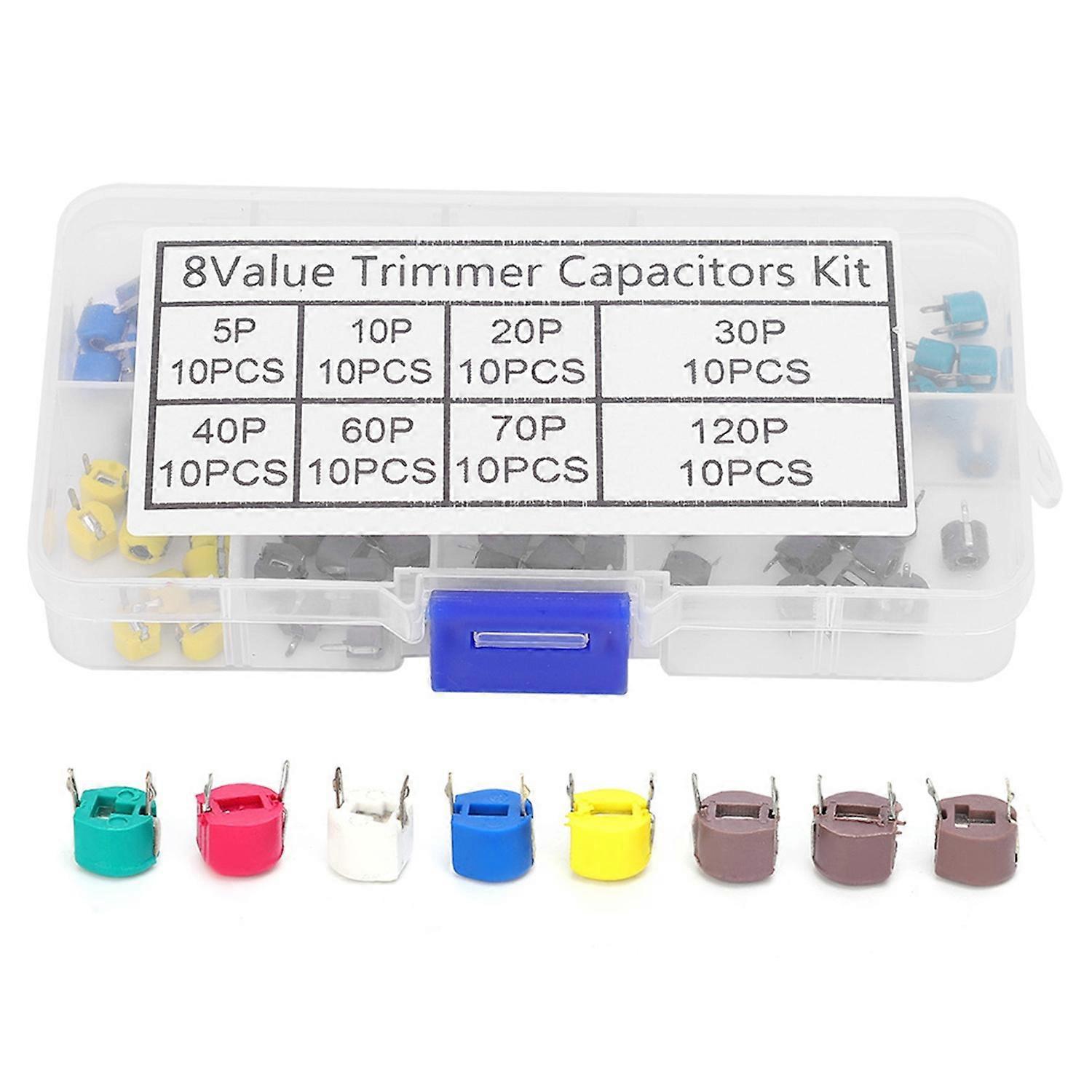 80 Stück 6-mm-trimmerkondensatoren 5/10/20/30/40/60/70/120p Elektronikkondensator-set