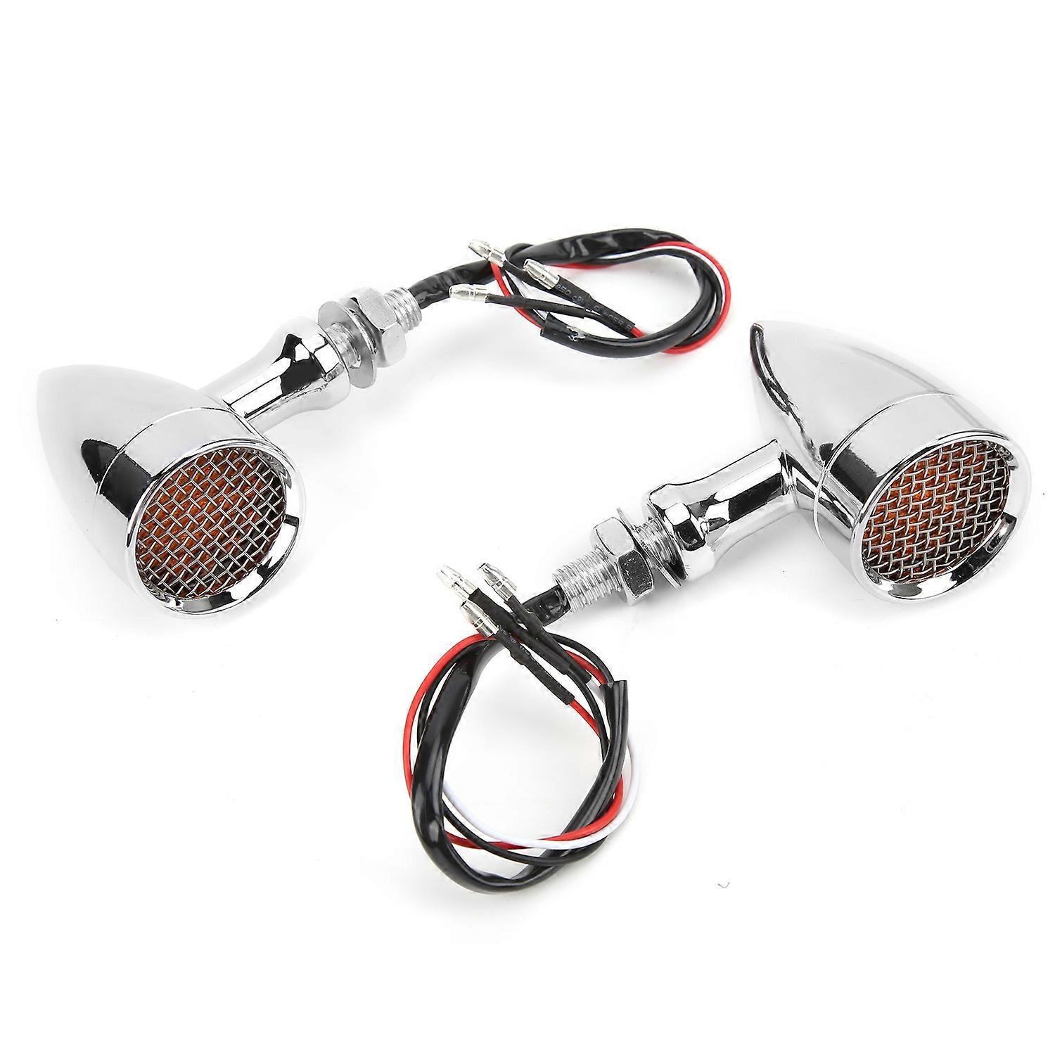 2 Stück Motorrad-led-blinker 12v 10mm Bernsteinfarbenes Licht Verchromtes Gehäuse Universal