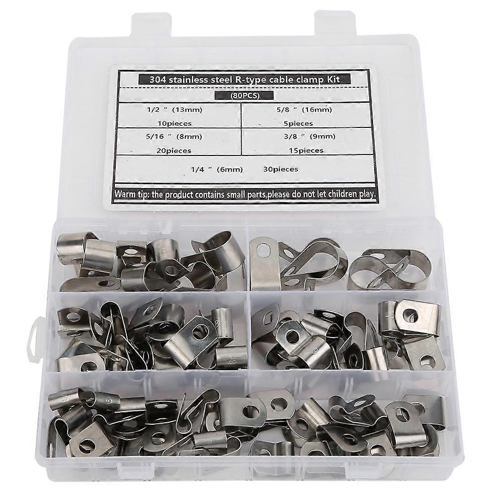 80-teiliges Kabelklemmen-set Typ R, Hardware-teile, Edelstahl 304, Korrosionsbeständig, 6–16 Mm