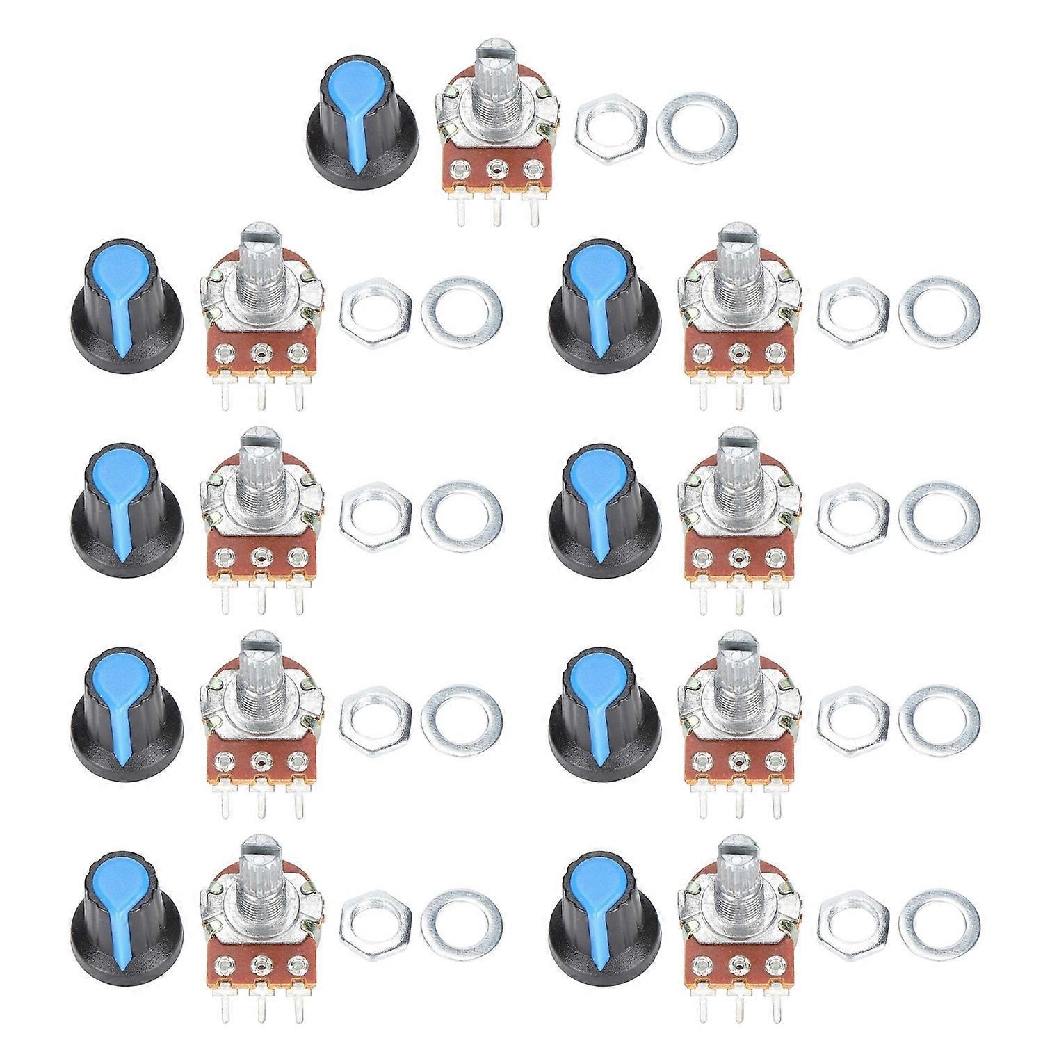 9-teiliges Potentiometer-set Aus Metall, Linear, Drehbar, B1k 2k 5k 10k 20k 50k 100k 500k 1m Wh148