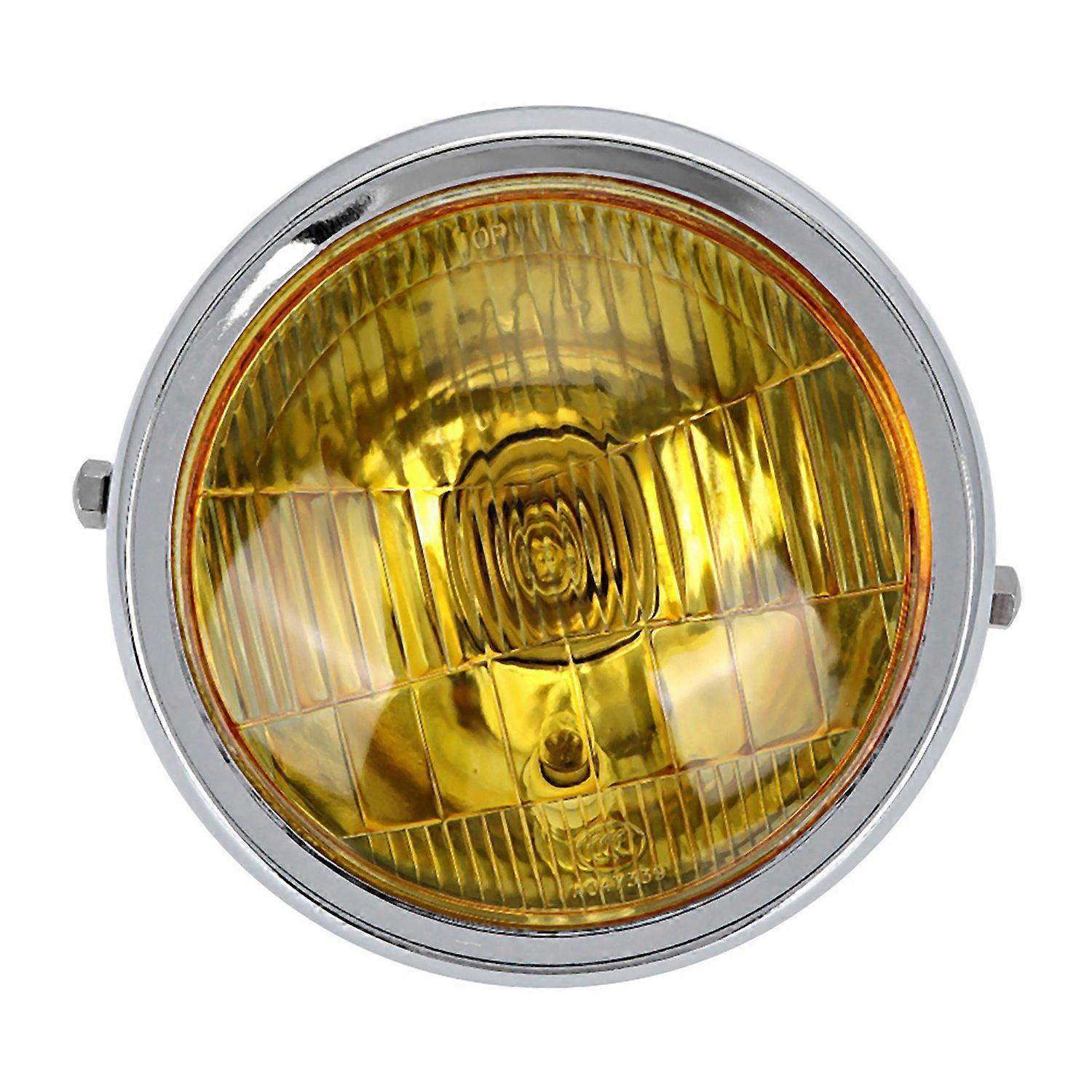 Retro-motorradscheinwerfer Mit Gelber Linse, Rund, Modifiziert, Passend Für Cg125 Gn125 (galvanisiert)