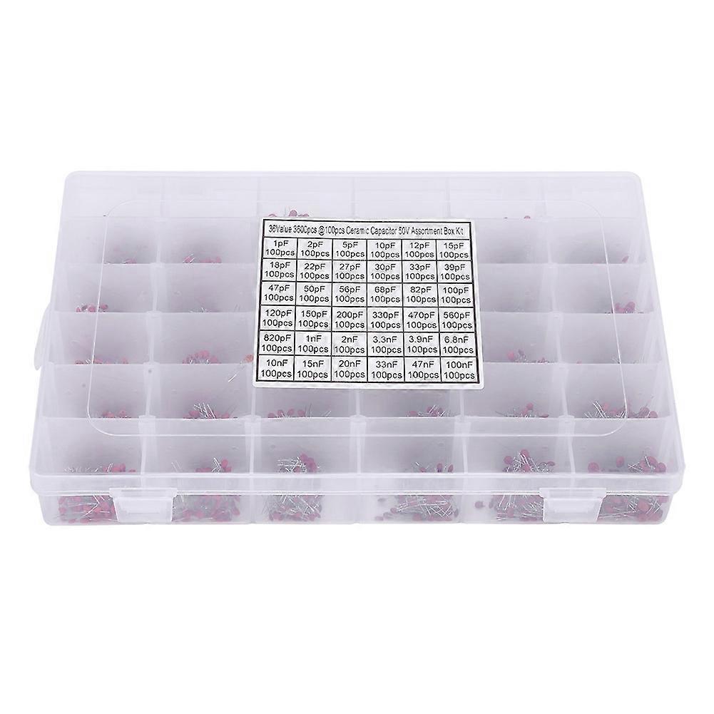 3600 Stück Keramikkondensatoren, Spezifikation 36, Inline 1pf-100nf 50v, Klassifizierungsbox-kit