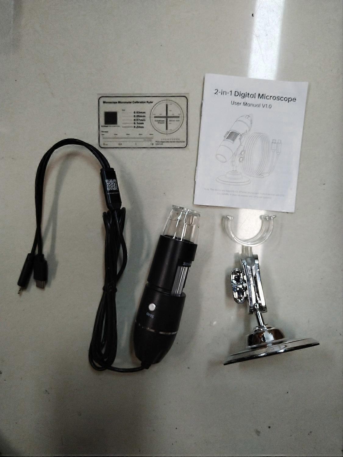 Usb-digitalmikroskop, Handmikroskop Mit Inspektionskamera, 50- Bis 1600-fache Vergrößerung, Mit Verstellbarem Stativ Und Led-beleuchtung
