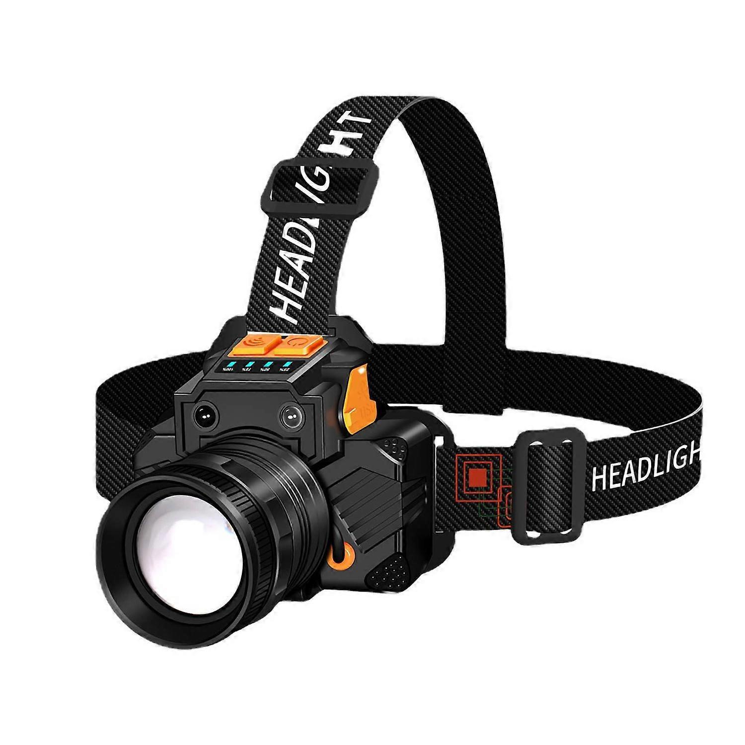 Sensor-led-stirnlampe Mit Dreh- Und Zoomfunktion, Usb-ladefunktion, Starkes Licht, Outdoor-taschenlampe