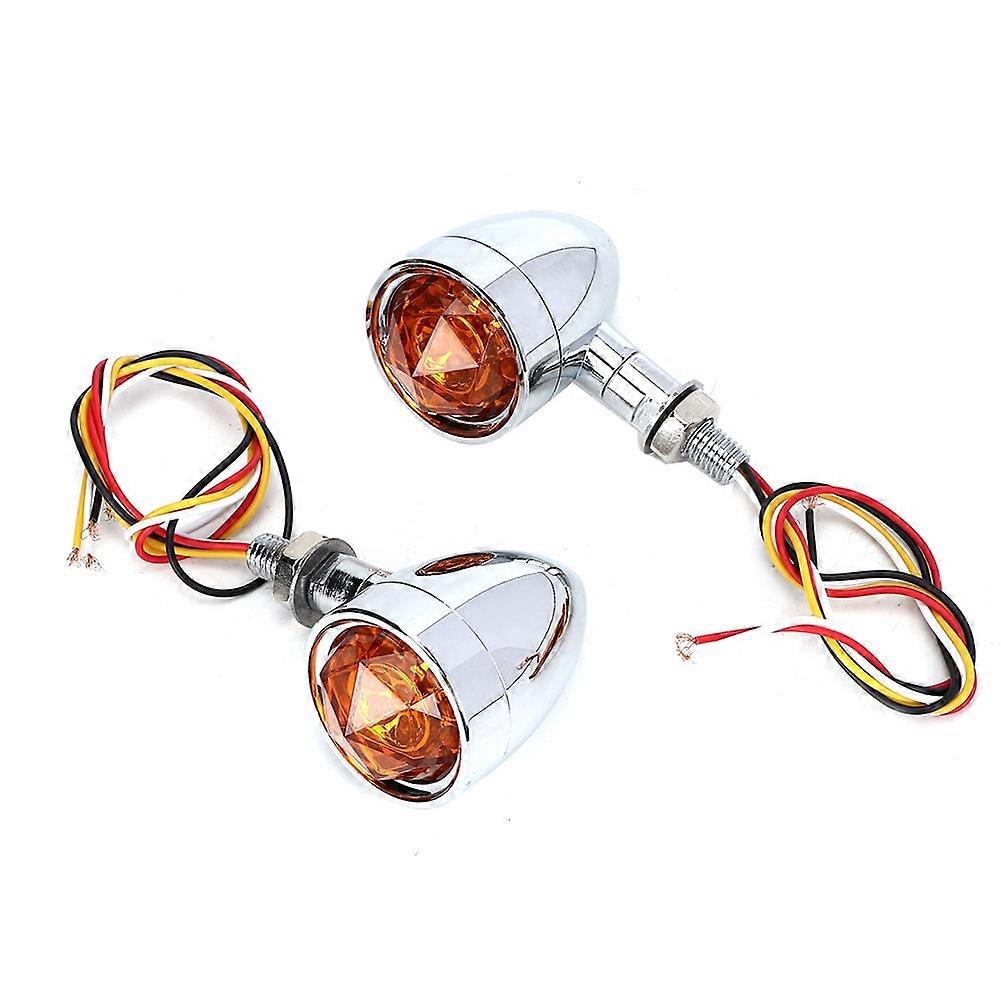Motorrad-doppelblinker, Gelb-rot, Mit Blinker, Bremslicht Und Chromgehäuse, Gelber Linse