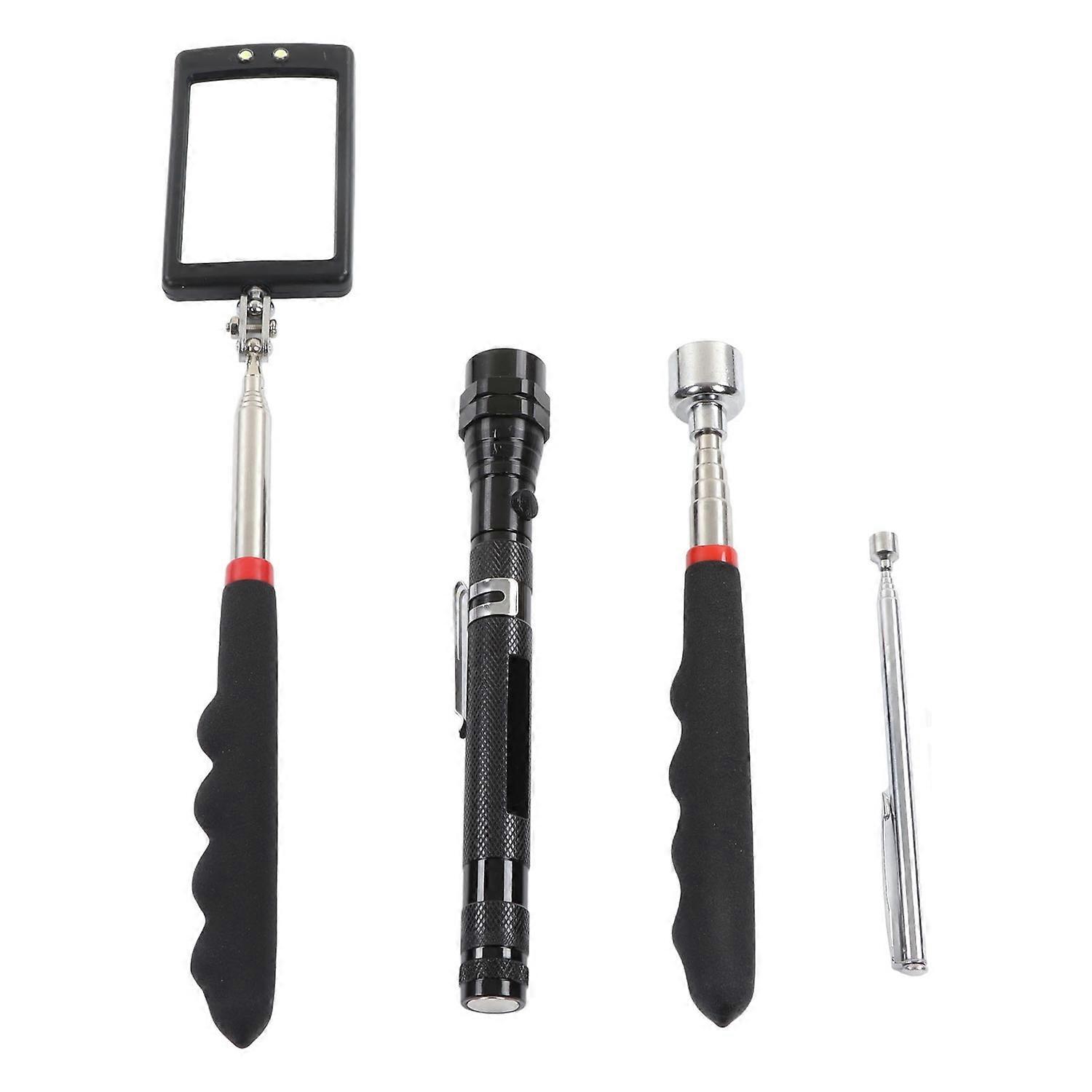 4-teiliges Magnetisches Teleskop-aufnahmewerkzeug-set, Quadratischer 360°-schwenk-inspektionsspiegel, 20 Lb (ca. 9 Kg) Tragkraft, 1,5 Lb (ca. 0,7 Kg) Stange, Flexibel