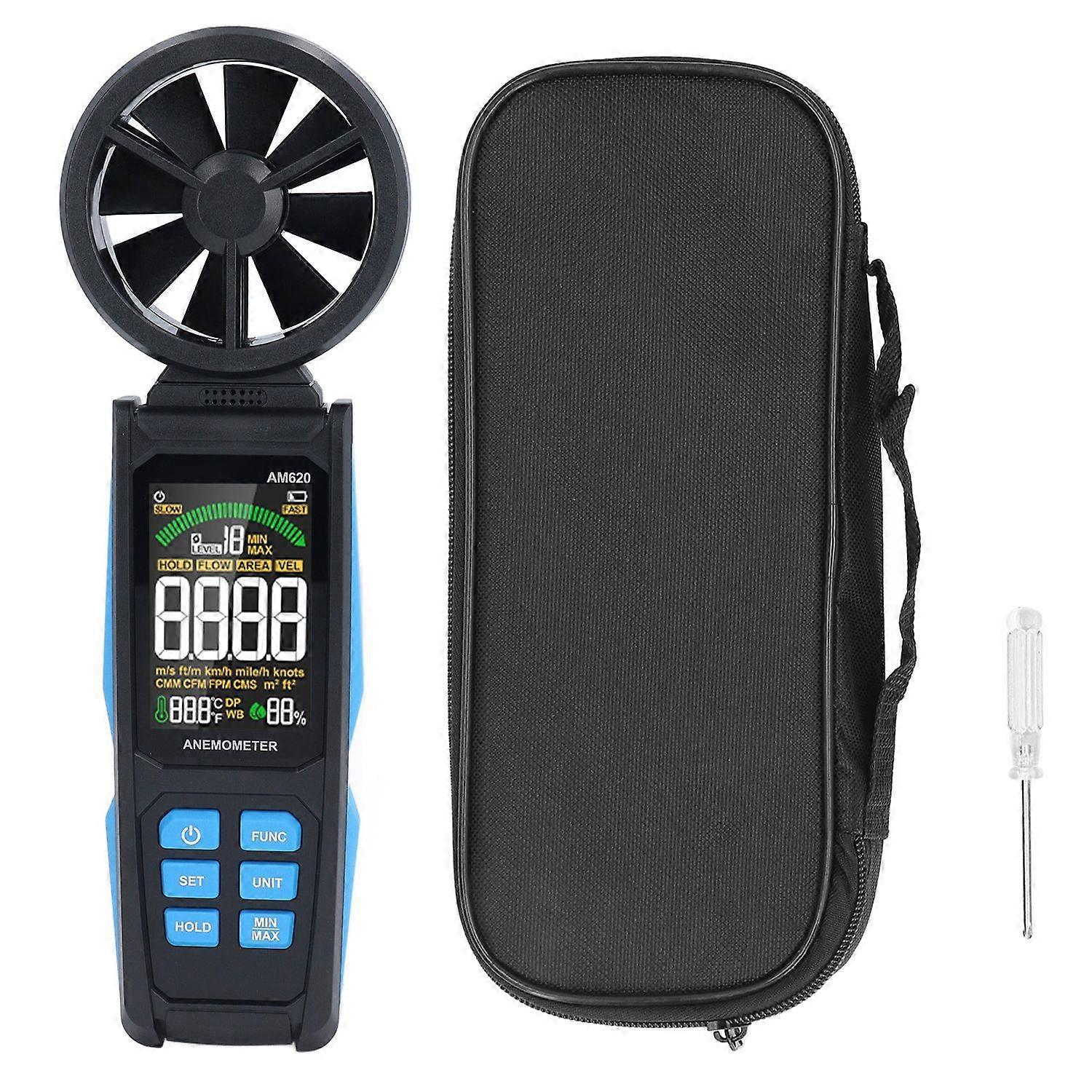 Digitales Handanemometer Zur Messung Von Windgeschwindigkeit, Luftgeschwindigkeit, Temperatur Und Luftfeuchtigkeit Mit Hintergrundbeleuchtetem Lcd-display