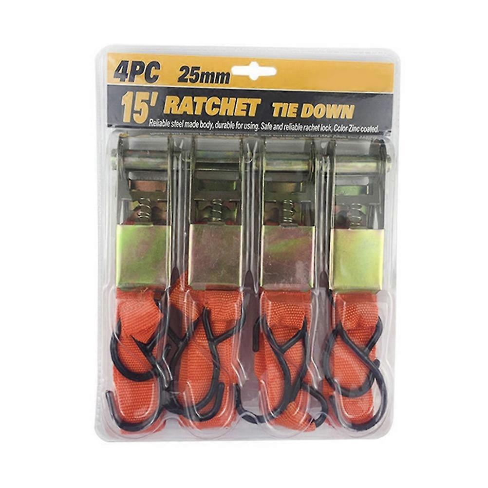 4 Stück 15 Zoll 25 Mm Robuste Ratschen-zurrgurte Für Lkw, Motorrad, Gepäck, Taschen Und Ladungssicherung
