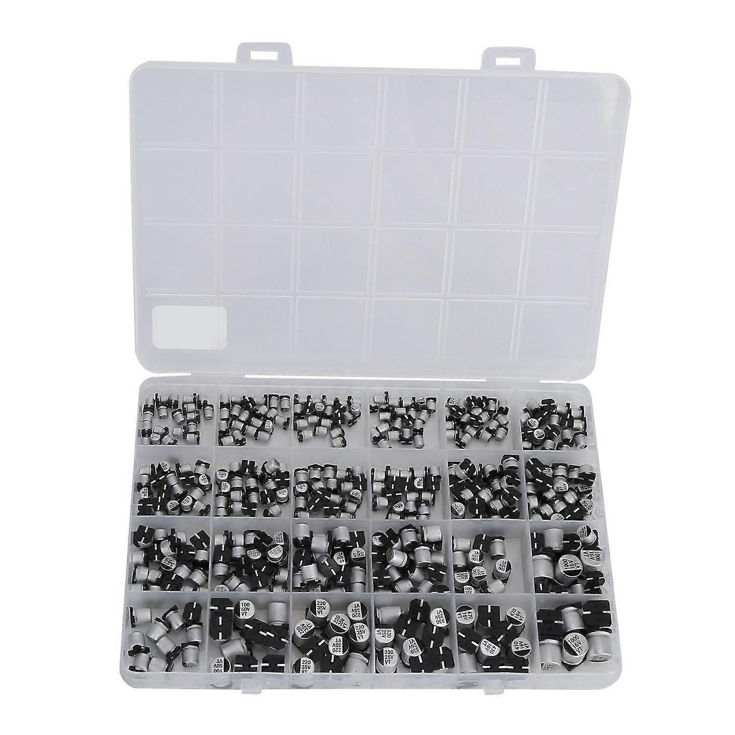400 Stück Smd-elektrolytkondensatoren, 24 Werte, Aluminium, 1 Μf–1000 Μf, Zubehörset, 6,3 V–50 V