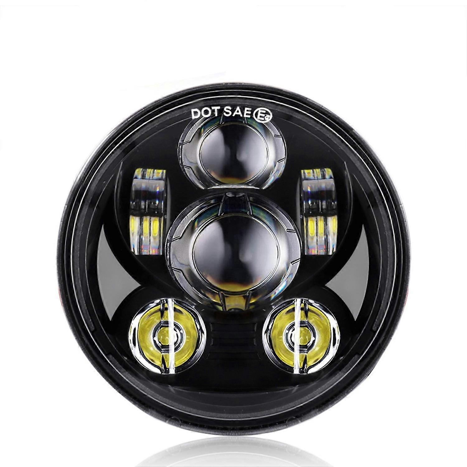 12v Motorradscheinwerfer, Rund, Led-fahrleuchte, 2 Leuchtmodi, Passend Für 5,75 Zoll, T