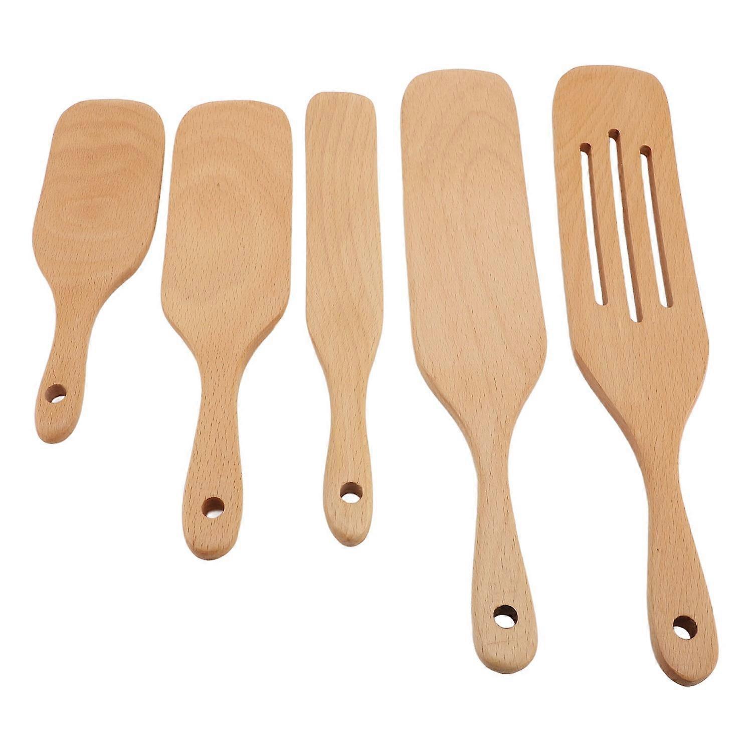 5-teiliges Spurtles-set: Schaber Aus Holz, Kleine Und Große Spurtles, Spurtle Mit Langem Griff, Geschlitzte Spurtles Zum Kochen
