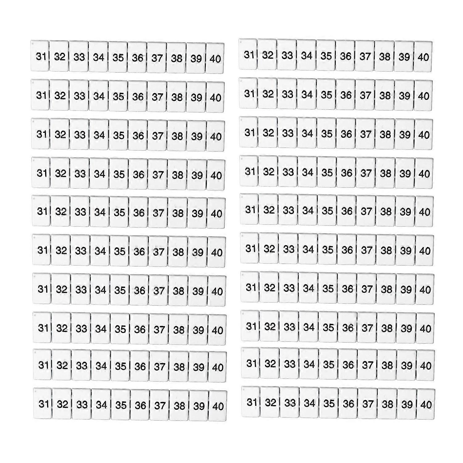 100 Stück Klemmenmarkierungsstreifen, Etiketten, Markierungsleisten, Hitzebeständiges Nylon Zb6 31–40