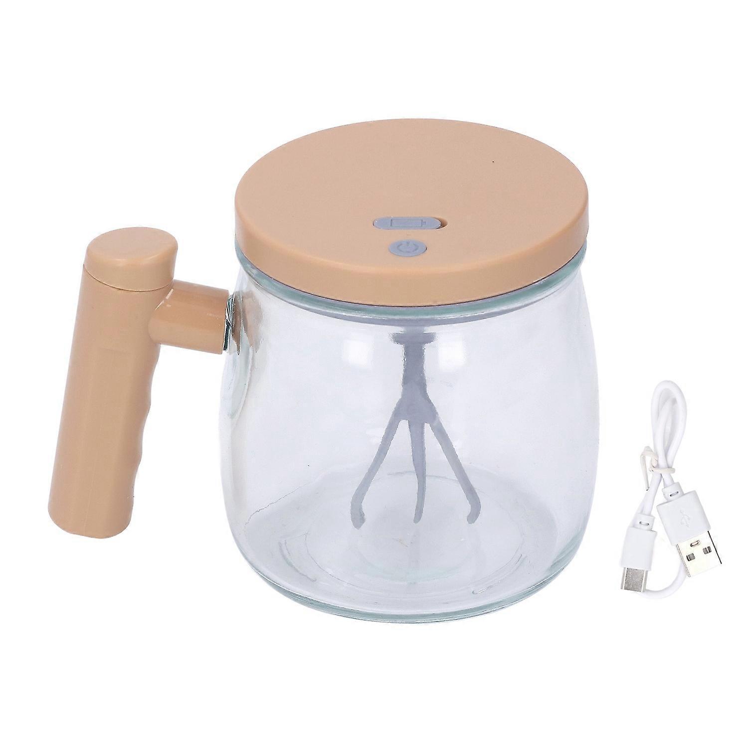 Selbstumrührender Becher Aus Khakifarbenem Glas, Wiederaufladbar, Vollautomatisch, Hohe Geschwindigkeit, Tragbar, 400 Ml, Elektrisch