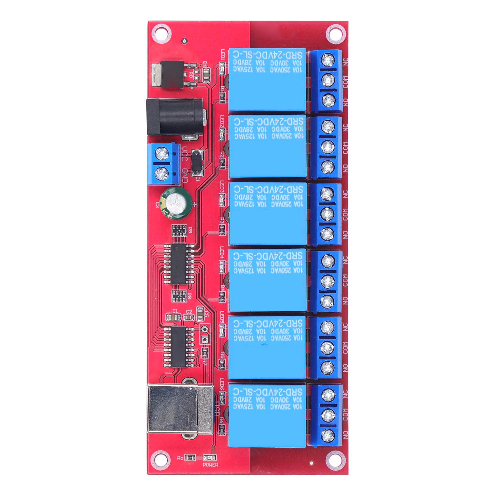 6-kanal-usb-relaismodul Mit Einstellbaren Betriebsmodi, Hid-treiber, Kostenlose Usb-relaisplatine Für Haus Und Hof, 24 V