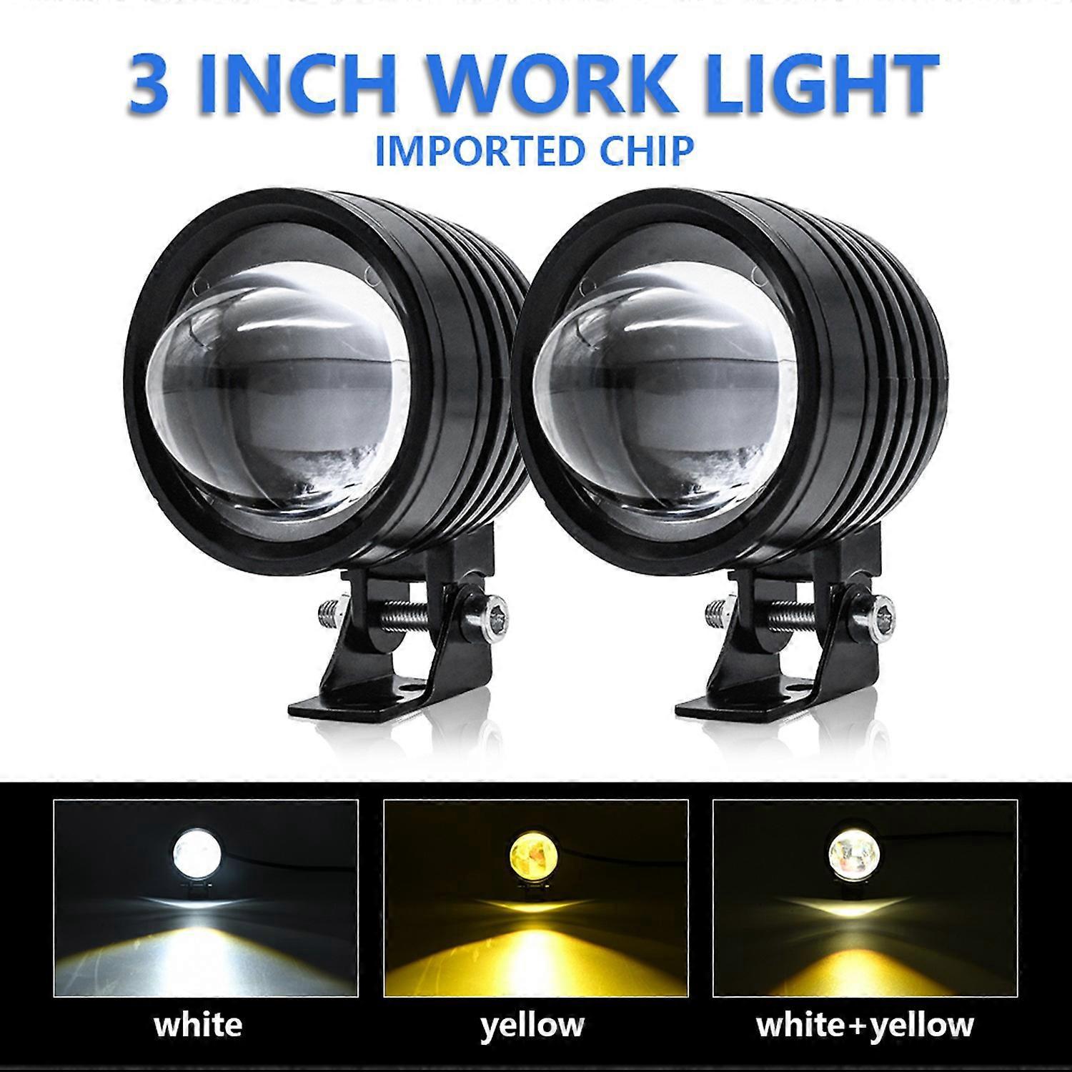 Stück Motorrad-scheinwerfer, Led-fahrlicht, Nebelscheinwerfer, Weiß Und Gelb, 30 W, 3