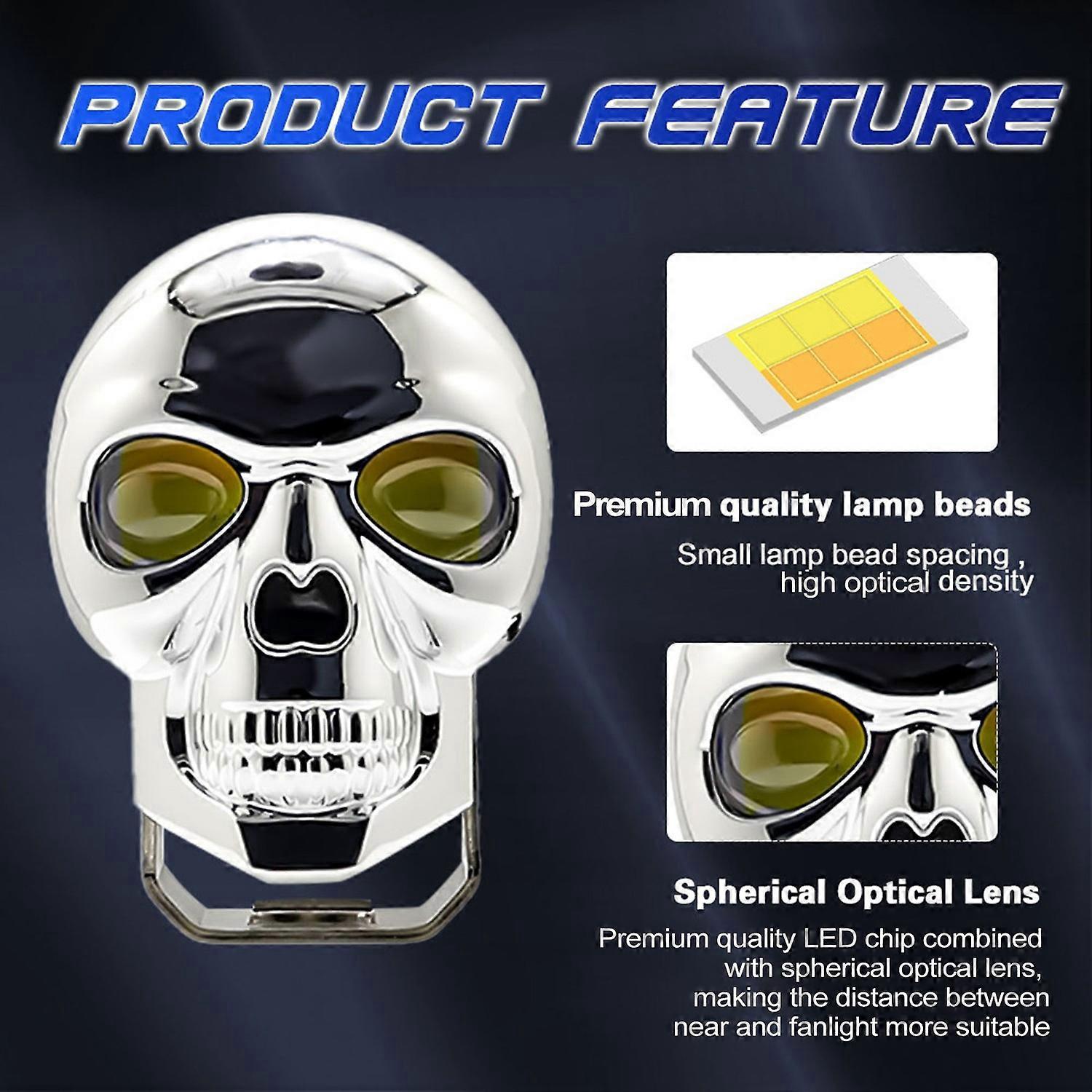 Stück Motorrad-nebelscheinwerfer Led-pod-leuchtenleiste Totenkopf-förmiger Scheinwerfer Zusatzscheinwerfer